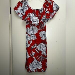 Floral Red and White Dress large cute sexy